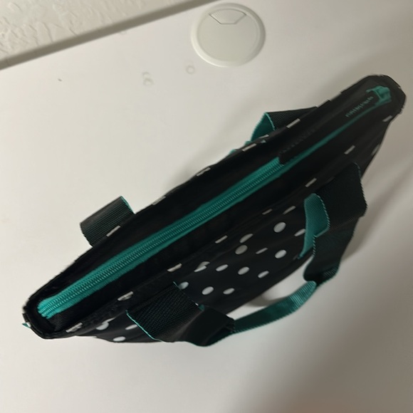 3/$20 Polka Dot lunch Tote Bag - Black and Teal - Picture 6 of 10